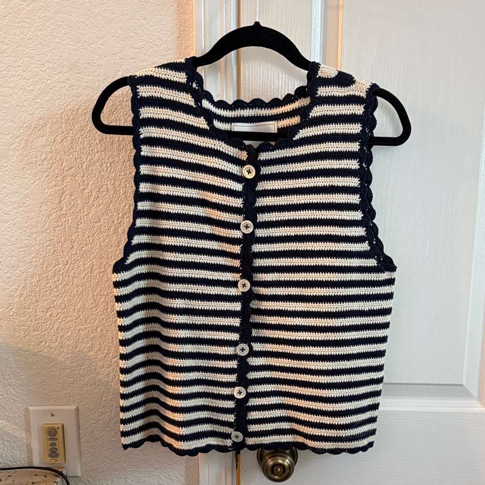 Alex Mill Navy and White Knit Cardigan
